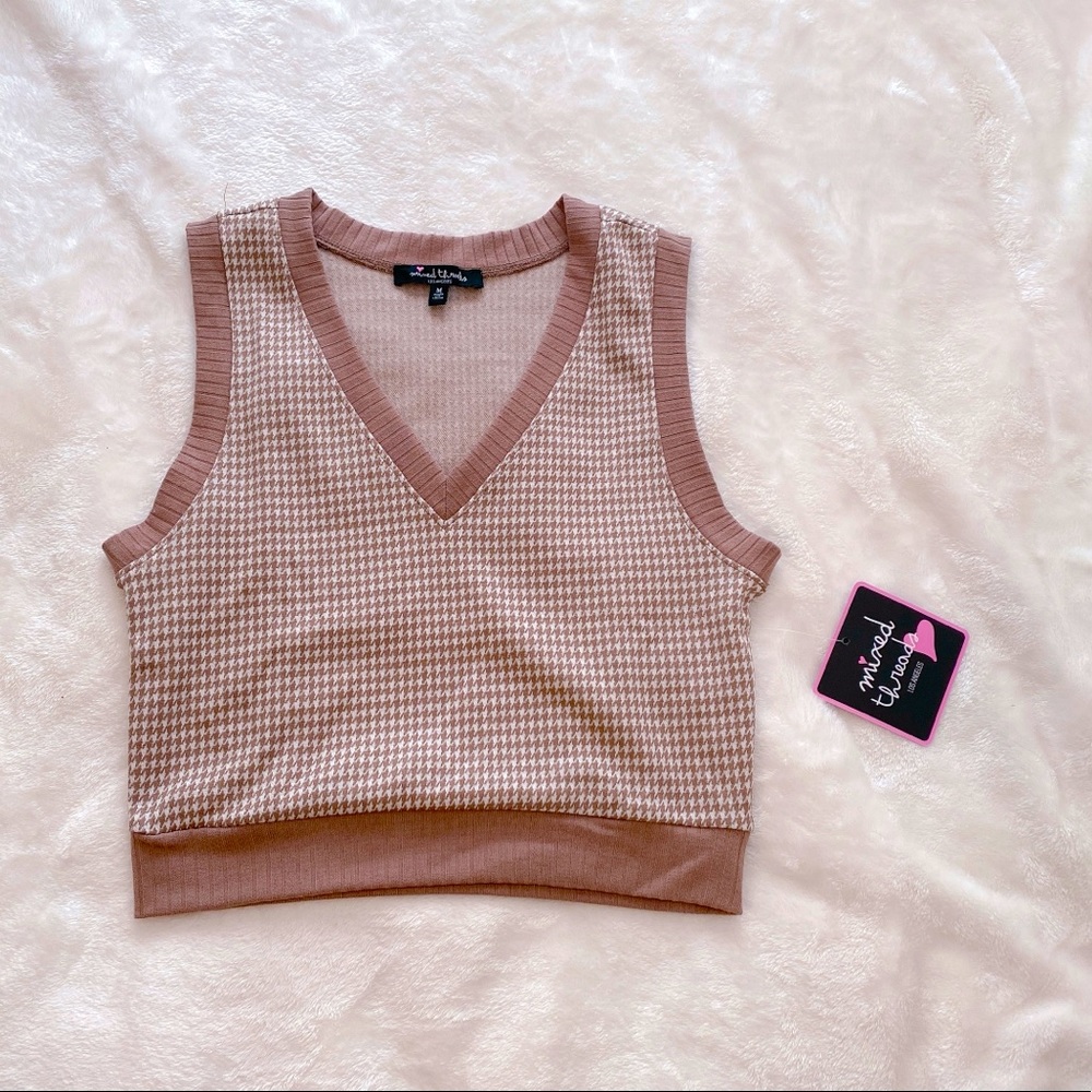Mixed Thread Houndstooth Sleeveless Vest M